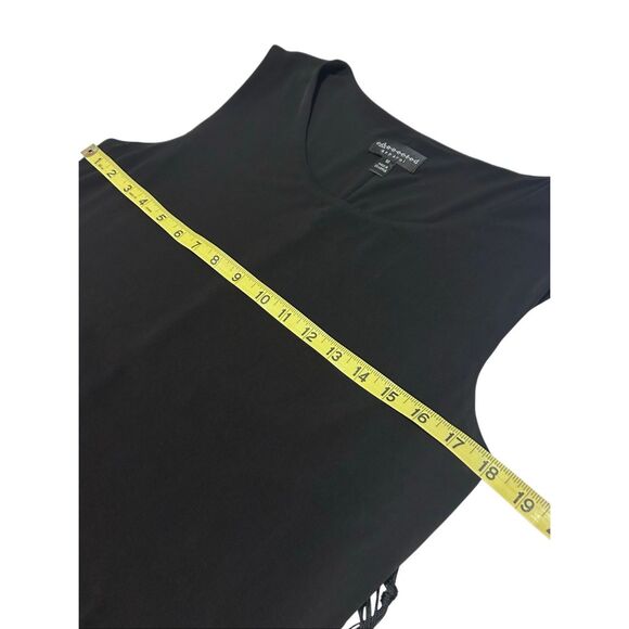 Connected Apparel Black Tassel Fringe Diagonal Maxi Gown Dress Women's 10 - Picture 8 of 12